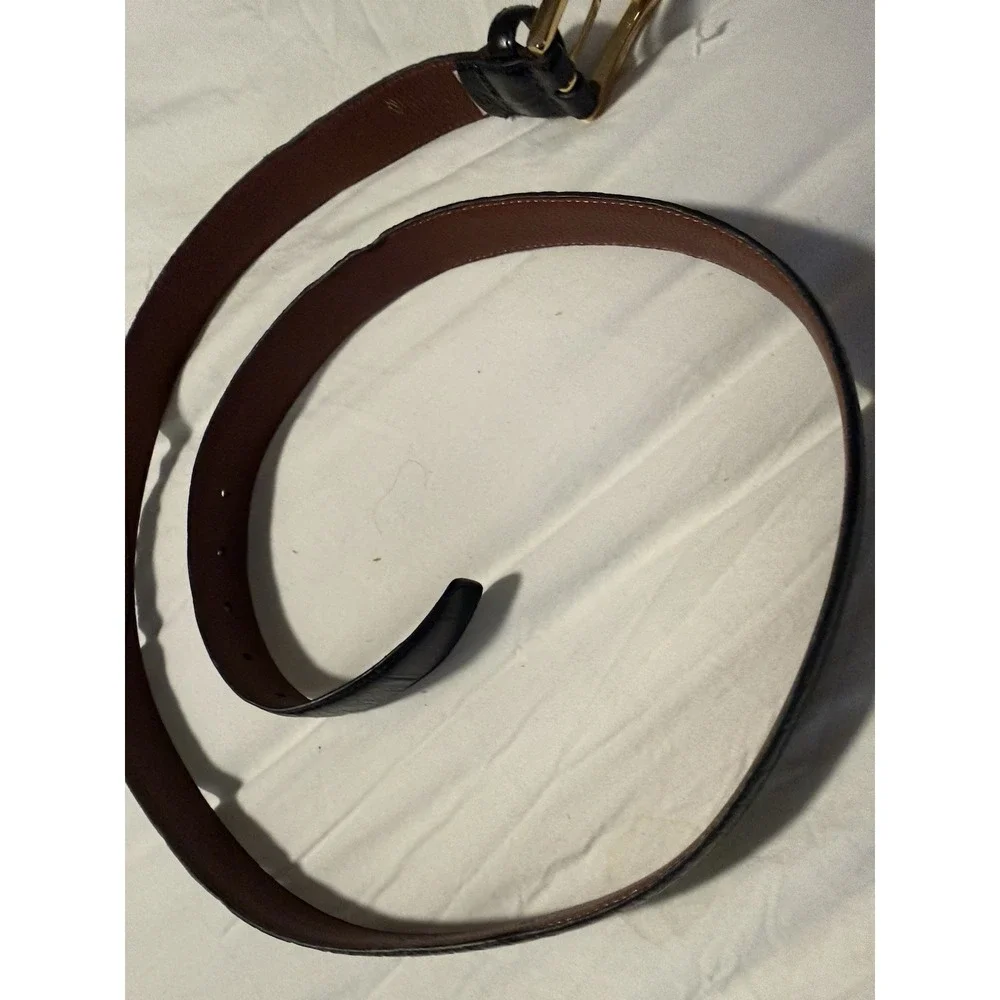 Belt JOS. A. BANK Dark brown Croc Genuine Italian Leather Gold Buckle sz 46